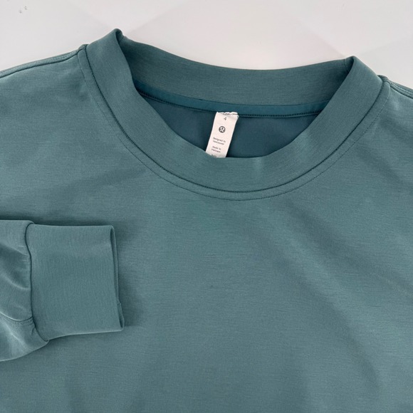 Lululemon Tops - Lululemon Perfectly Oversized Cropped Crew Women 4 Teal Blue Green Sweatshirt